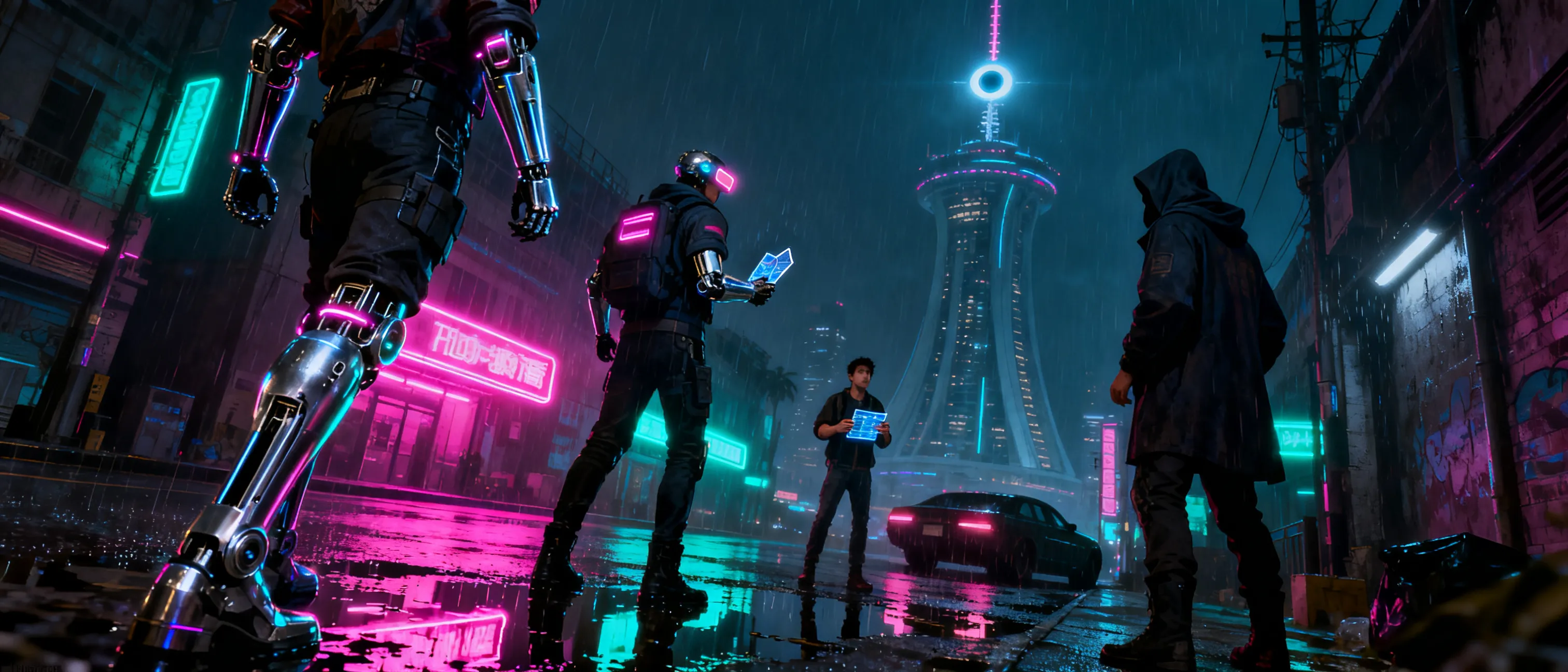 Cyberpunk themed campaign where there's cyberpunk races/classes and species. Weapons from the game and also accessories and clothes. and have the story line of the game basically fused into a really fun campaign