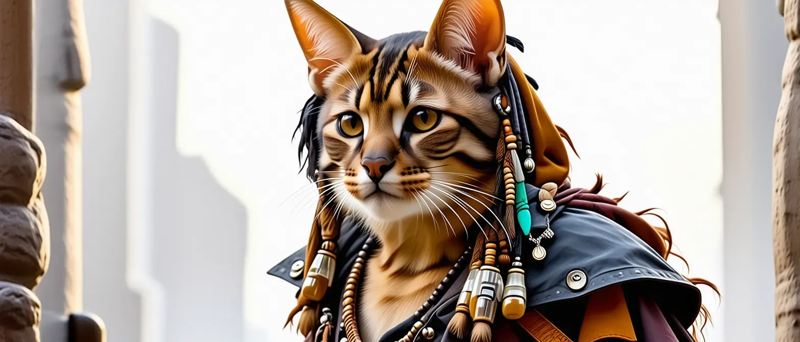Zareen the Thirsting, Dune Pirate
A tabaxi with sand-colored fur and missing her left ear. Commands a crew that "sails" across the desert in a modified ship that glides on magical skids. They raid caravans but follow a strict code: they take water, maps, and luxuries—never food or medicine. Zareen wears a necklace of empty vials, each representing a settlement she's left dry. She is sadistic and treacherous, she enjoys watching people suffer. The code she follows was passed to her by her ancestors, but they never specified you can't take water, and water is life in desert. 