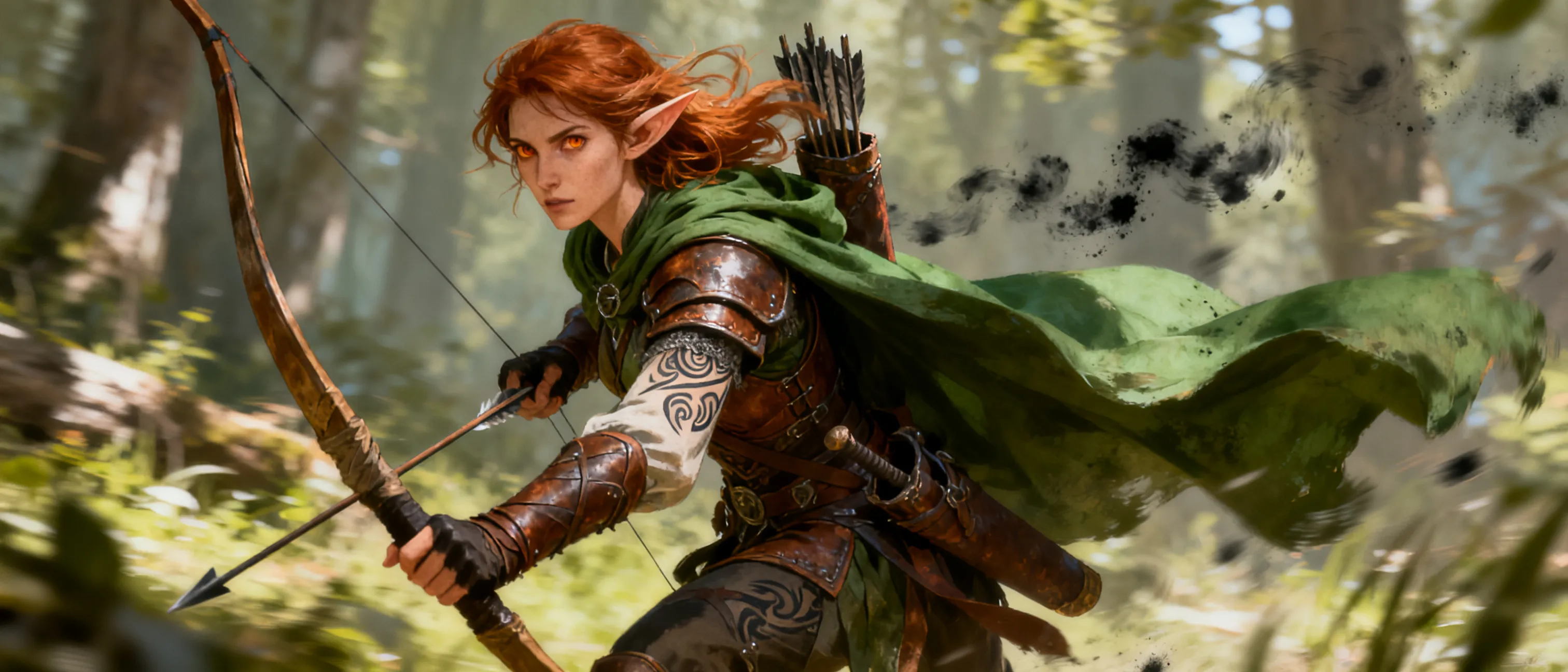 Female elf ranger worked as a soldier. Likes bbq and pastries. 